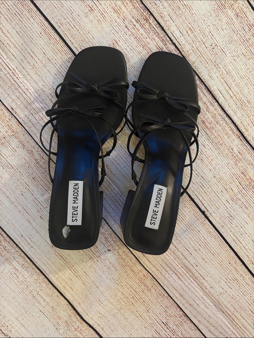 Steve Madden Black Strappy Bow Mules